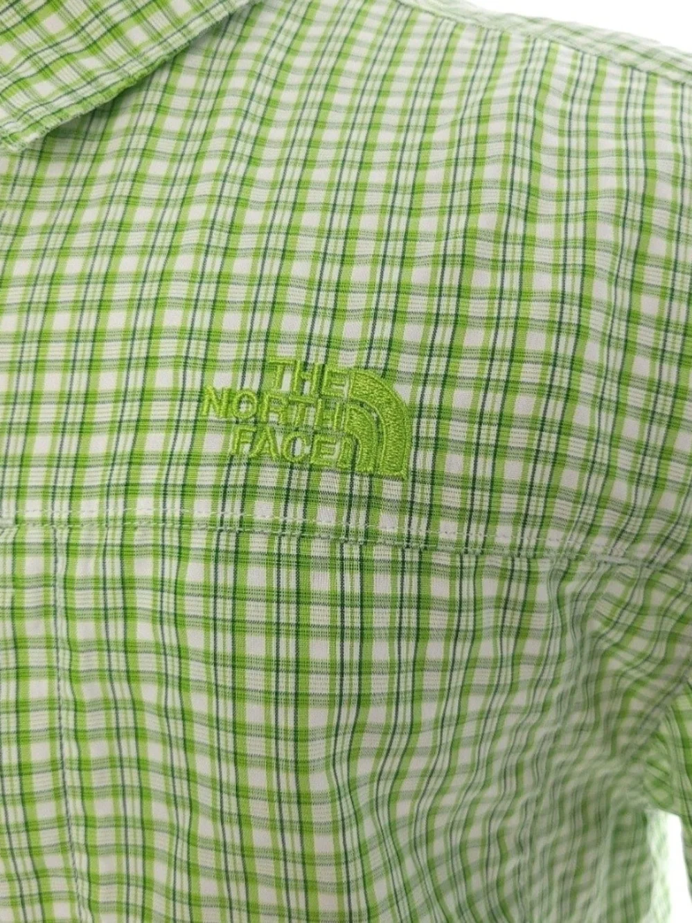 The North Face Green Plaid Button Up Short Sleeve Shirt Mens Size Large